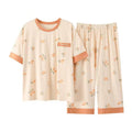 Plus Size Women's Capri Pants Pajamas Sets Polka Dot Print Modal Sleepwear for Women Summer Knee-length Pajama Woman Loungewear Orang