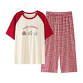 Plus Size Women's Capri Pants Pajamas Sets Polka Dot Print Modal Sleepwear for Women Summer Knee-length Pajama Woman Loungewear Red