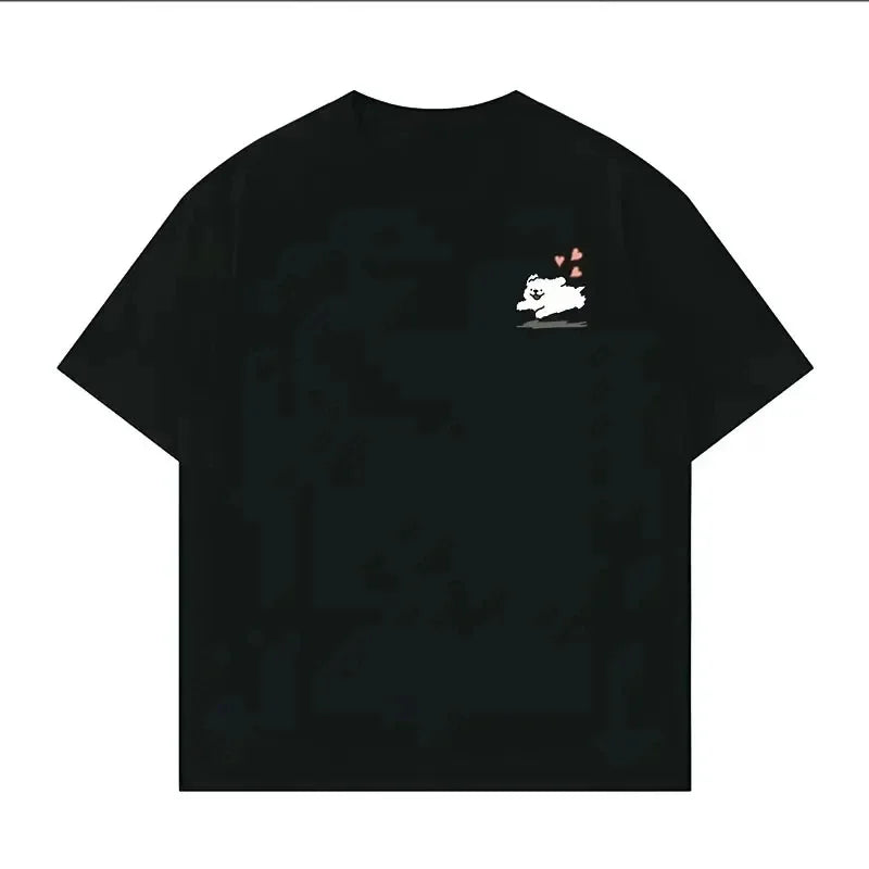 Snoopy Cartoon Anime Women T-shirt Summer Short Sleeve White 100% Cotton Men Tee Shirts Tops 2026 New Fashion Couple Clothing