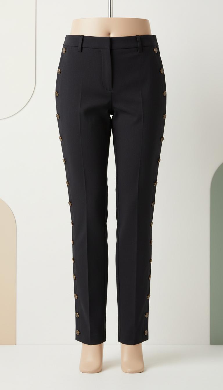Ink Tapered Trousers with Bronze Button
